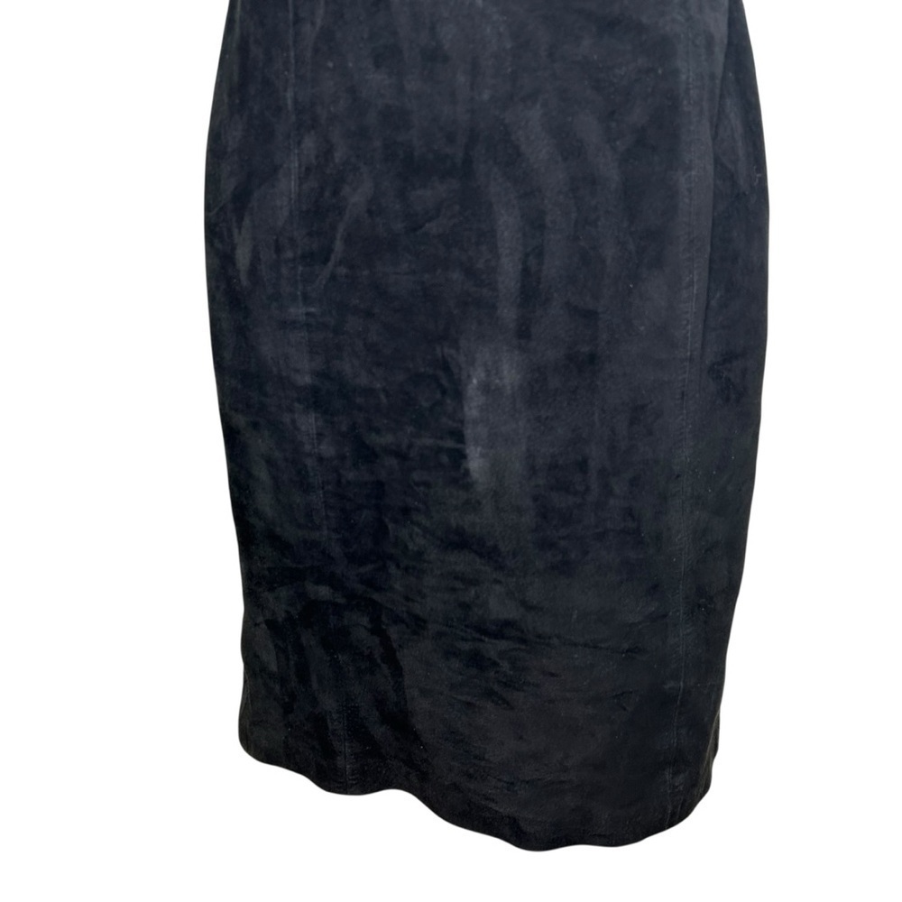 Morgan Taylor vintage black suede sleeveless sheath dress XS scoop back biker - Picture 9 of 10